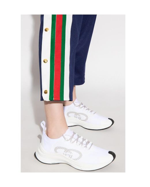 Gucci Blue Web-Stripe Drawstring Track Pants