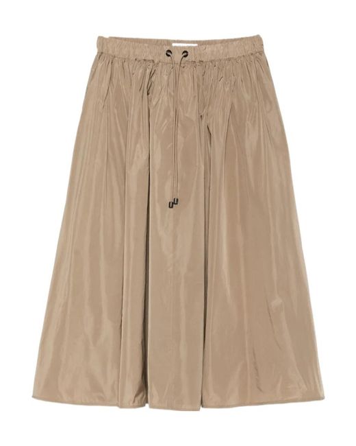 Max Mara Natural Drawstring Midi Skirt