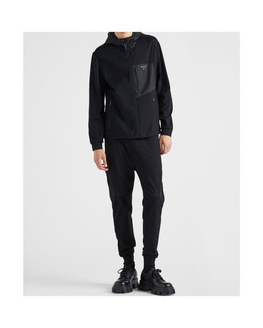 Prada Black Technical Cotton And Re-Nylon Pants for men