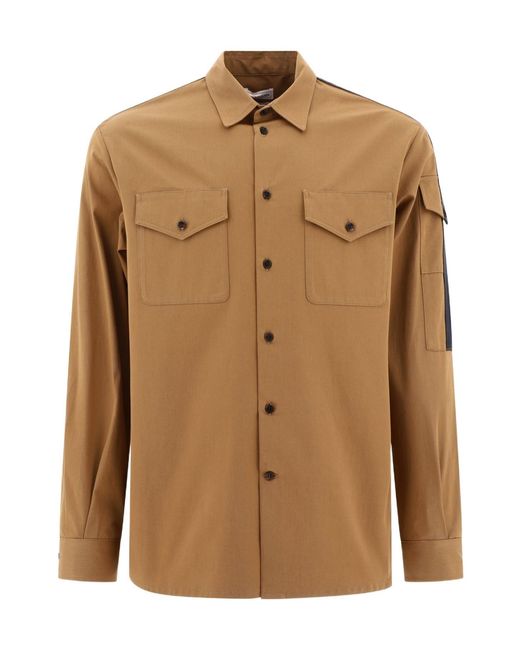 McQueen Brown Logo Detailed Long Sleeved Shirt for men