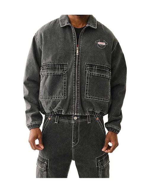 TRUE RELIGION Denim Big T Workwear Jacket in Gray for Men | Lyst