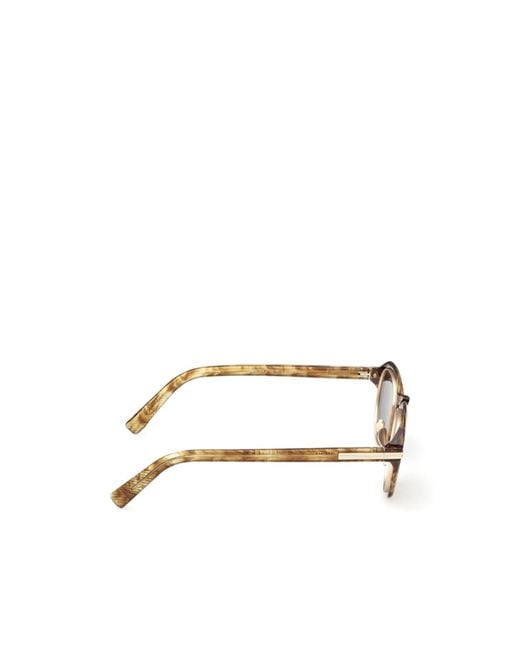 Zegna Metallic Geometric Frame Sunglasses for men