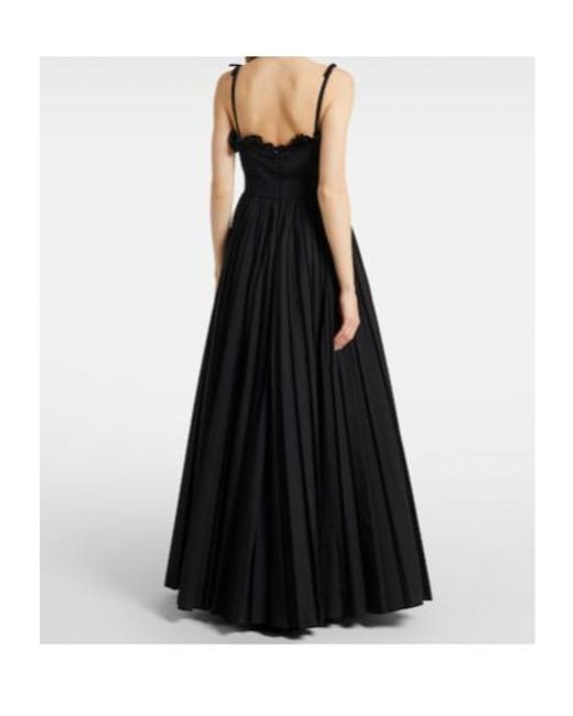 Giambattista Valli Black Ruched Pleated Cotton Gown