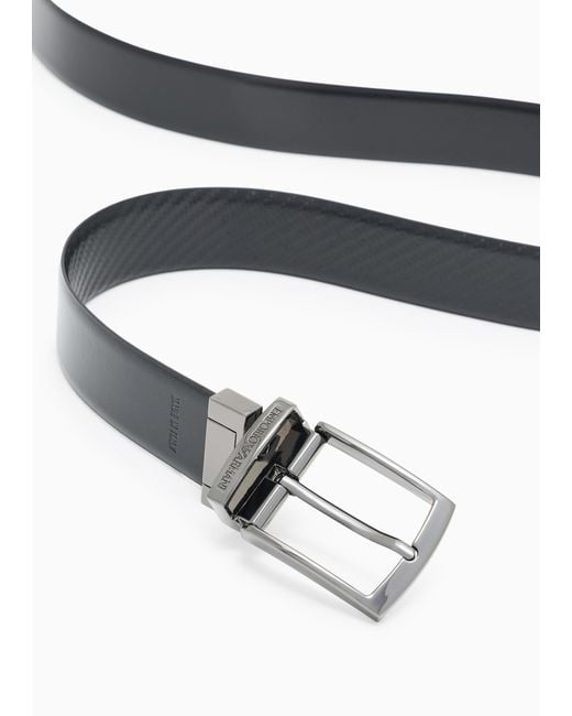 Emporio Armani White Embossed Buckle Belt for men
