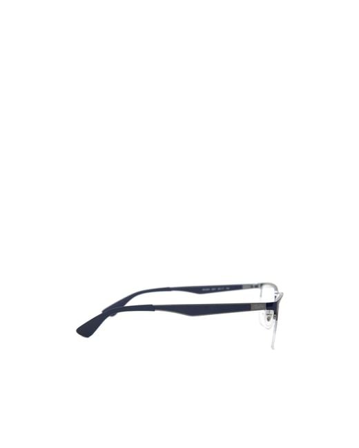 Ray-Ban Metallic Rectangular Frame Glasses for men