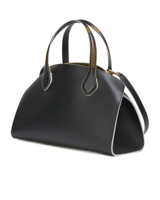 Marni Black Leather Overlap Medium Handbag