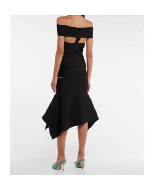 Alexandre Vauthier Black Off-Shoulder Knit Midi Dress