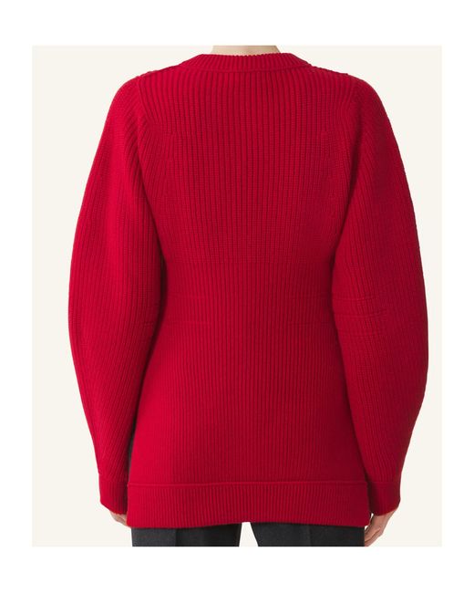 Lanvin Red Ribbed Cardigan