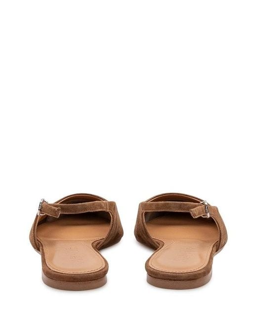 Aeyde Brown Squaretoe Suede Flats