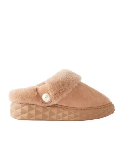 Jimmy Choo Brown Diamond Shearling Mules