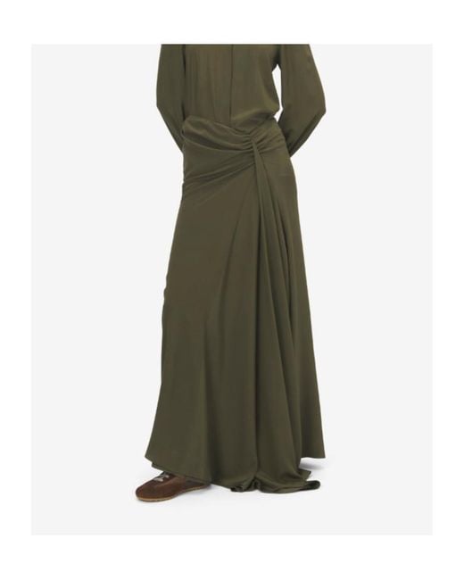 McQueen Green Draped Asymmetric Maxi Skirt