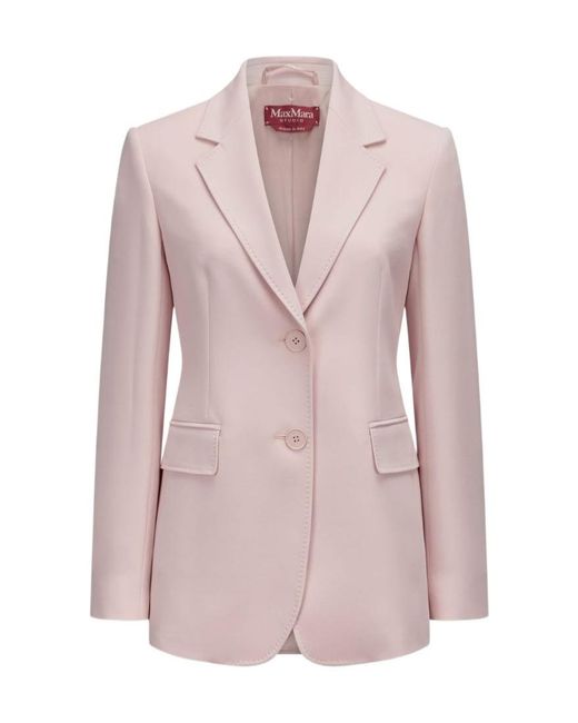 Max Mara Pink Studio Linz Single-Breasted Tailored Blazer