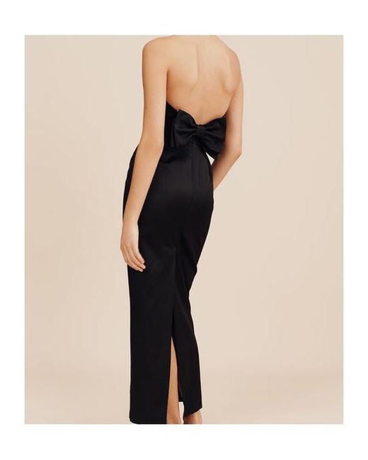 Posse Black Strapless Bow Detail Midi Dress