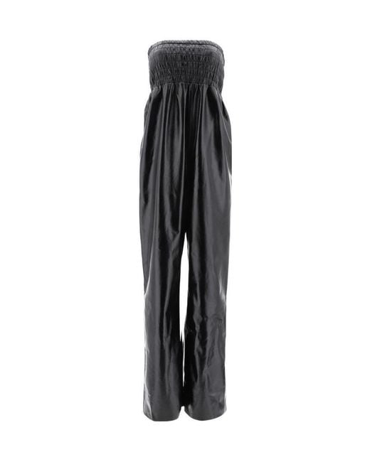 Bottega Veneta Black Wide-Leg Leather Jumpsuit