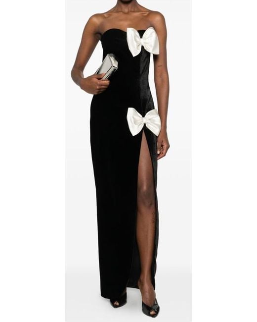Alessandra Rich Black Bow Detail Velvet Dress