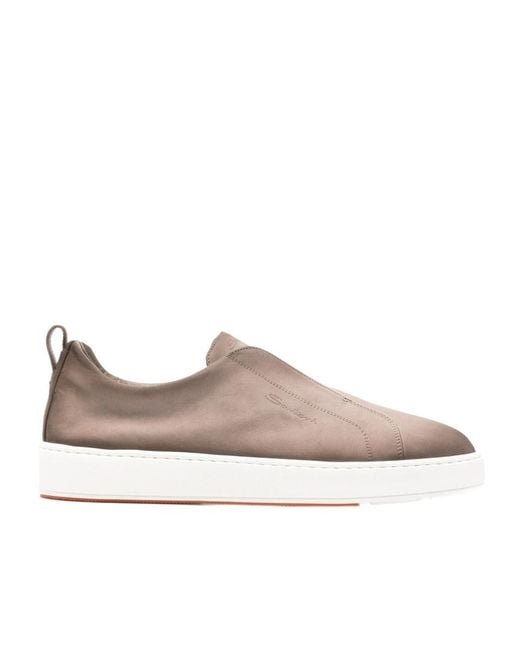 Santoni Brown Victory Slip-On Sneakers for men