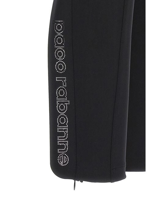 Rabanne Black Logo Detailed High Waisted Leggings