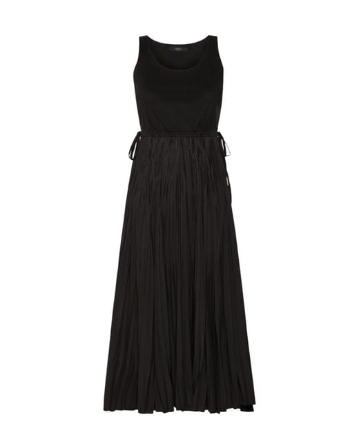 Weekend by Maxmara Black Jersey Dress With A Plissé-Pleated Skirt
