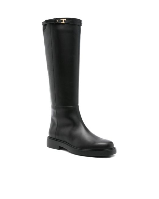 Tod's Black Round Toe Boots