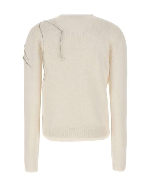 Fabiana Filippi Natural Rhinestone Embellished Cardigan