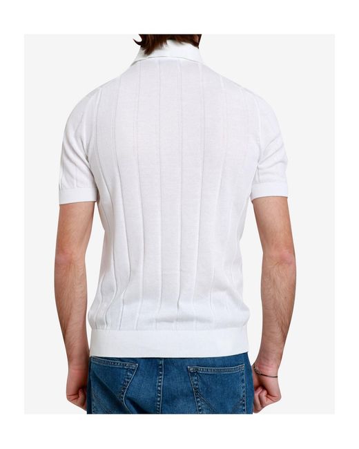 Gran Sasso White Button-Down Knit Shirt for men