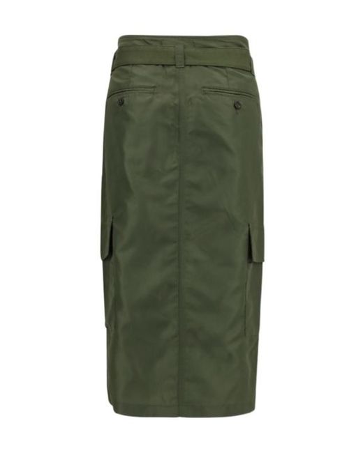Pinko Green Belted Cargo Midi Skirt