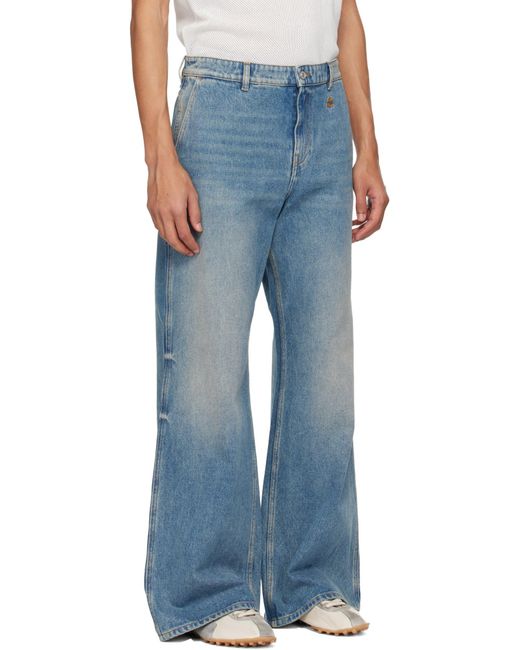 Courreges Blue Wide-Leg Jeans for men
