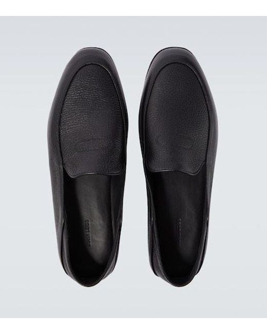 John Lobb Black Tyne Leather Loafers for men