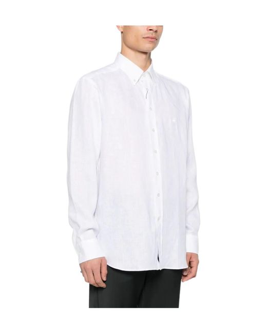 Etro White Pegaso Embroidered Long-Sleeved Shirt for men
