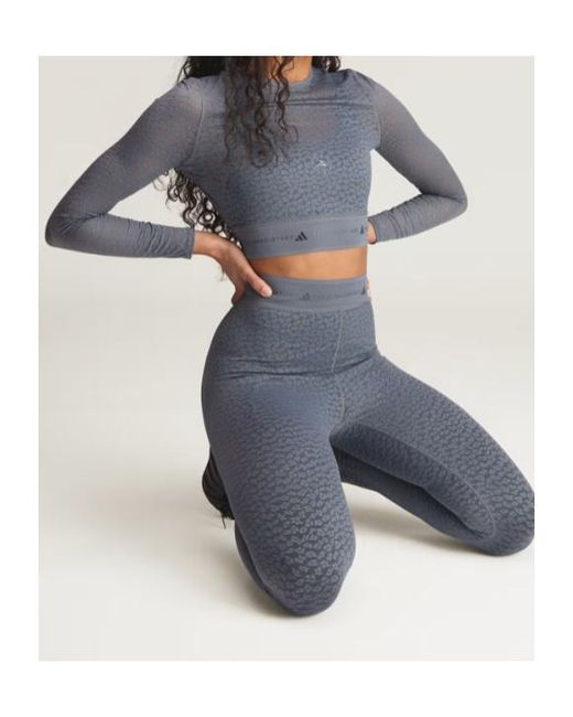 Adidas By Stella McCartney Gray Cropped Mesh Performance Top