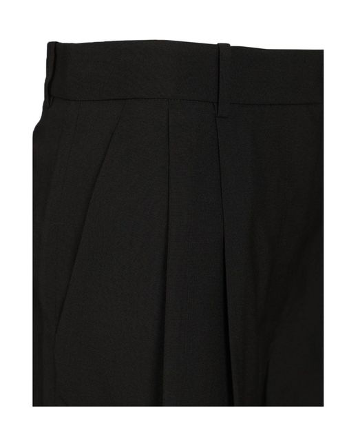 Khaite Black Auggie Pleated Knee-Length Shorts
