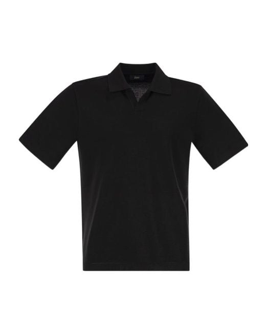 Herno Black Skipper Open-Neck Polo Shirt for men