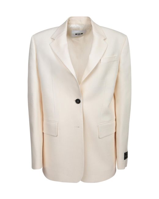 MSGM White Single-Breasted Tailored Blazer