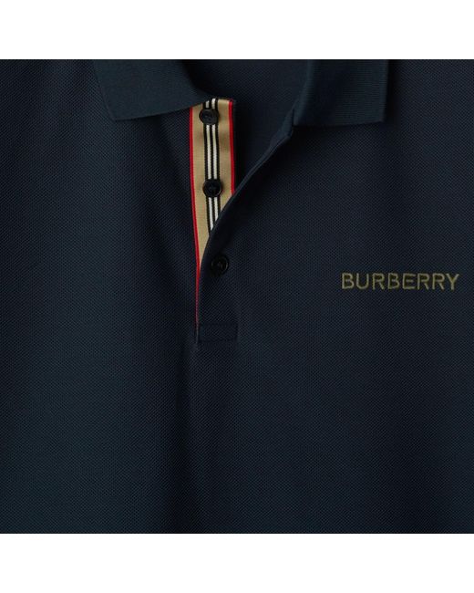 Burberry Blue Polo Shirt With Lapel Short Sleeve for men