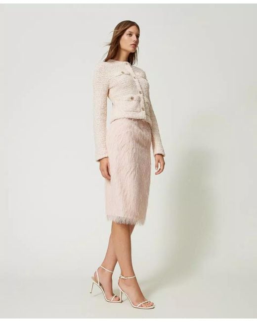 Twinset Pink Thread-Detail Skirt