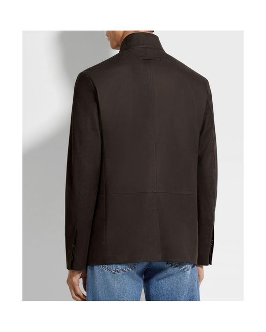 Zegna Black Il Conte Calf-Leather Jacket for men