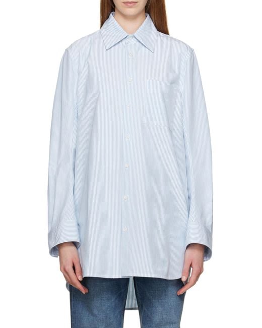 Bottega Veneta White Striped Oversized-Fit Shirt