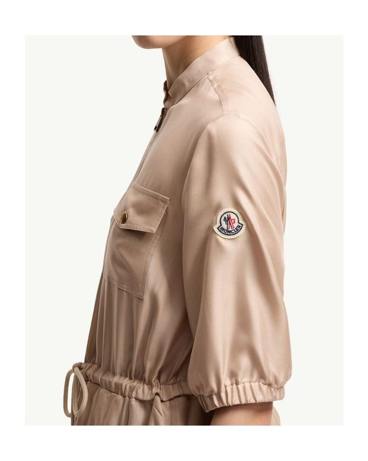 Moncler Natural Silk Twill Mini Shirt Dress