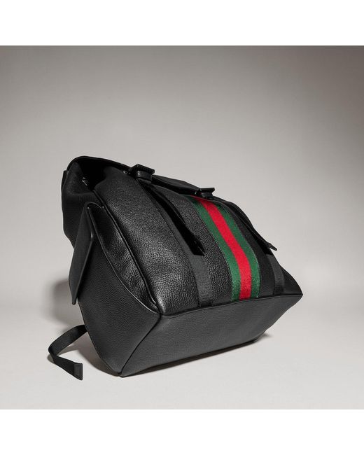 Gucci Black Web Trademark Medium Backpack for men