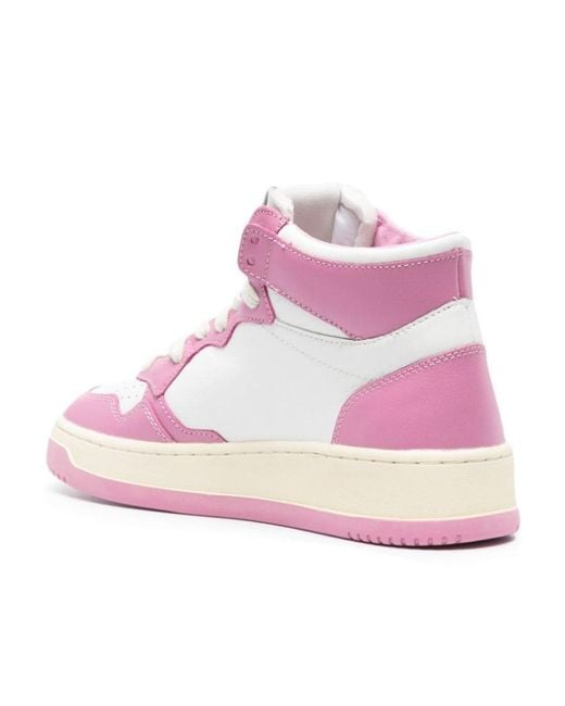 Autry Pink Medalist High-Top Sneakers