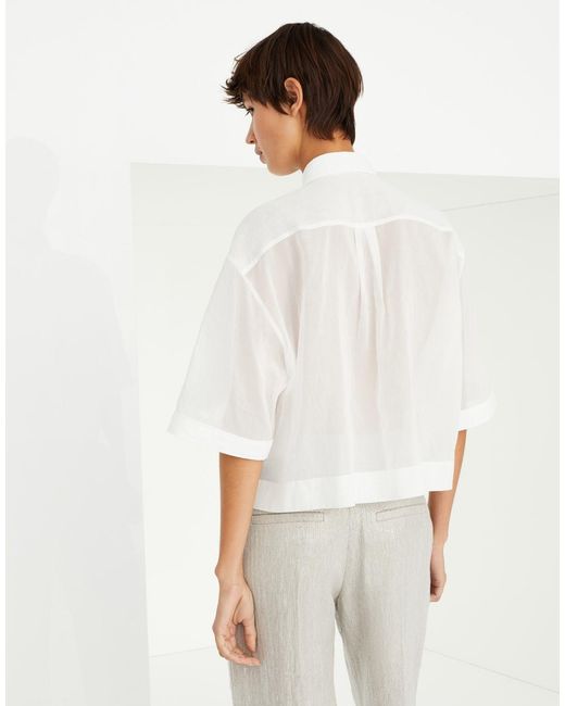 Brunello Cucinelli White Semi-Sheer Short-Sleeved Shirt
