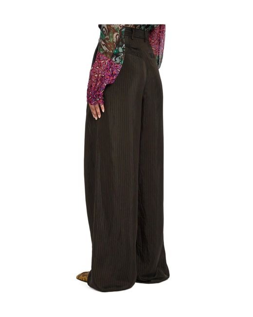 Dries Van Noten Gray Penn Pinstriped Wide-Leg Woven Trousers