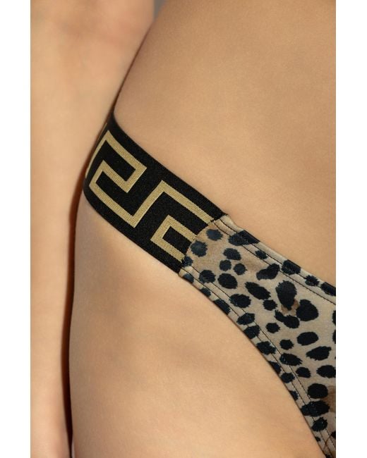 Versace Natural Leopard-Print Bikini Bottoms