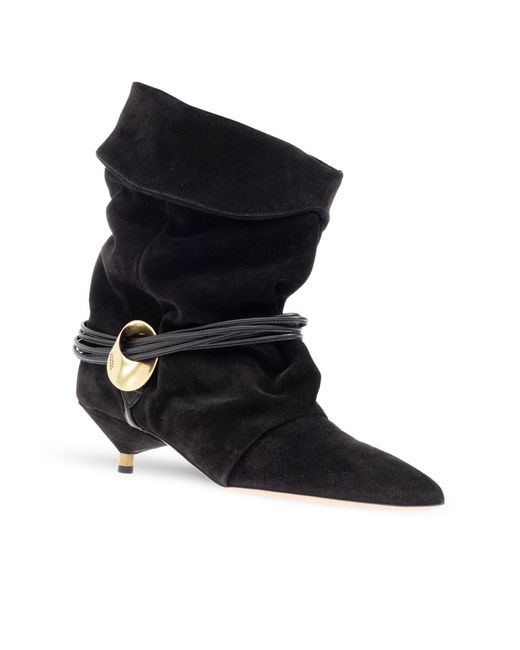 Isabel Marant Black Suede Heeled Ankle Boots 'Edrika'