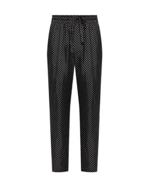 Dolce & Gabbana Black Polka-Dot Relaxed Pants for men