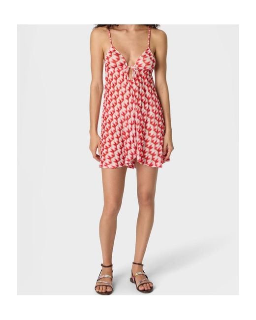 Missoni Red Tie-Front Graphic Beach Jumpsuit