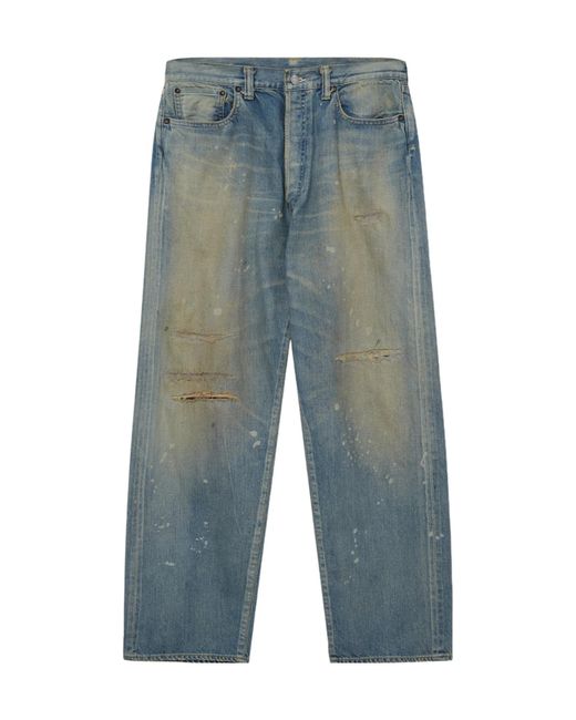 A.PRESSE Blue Washed Wide-Leg Jeans for men