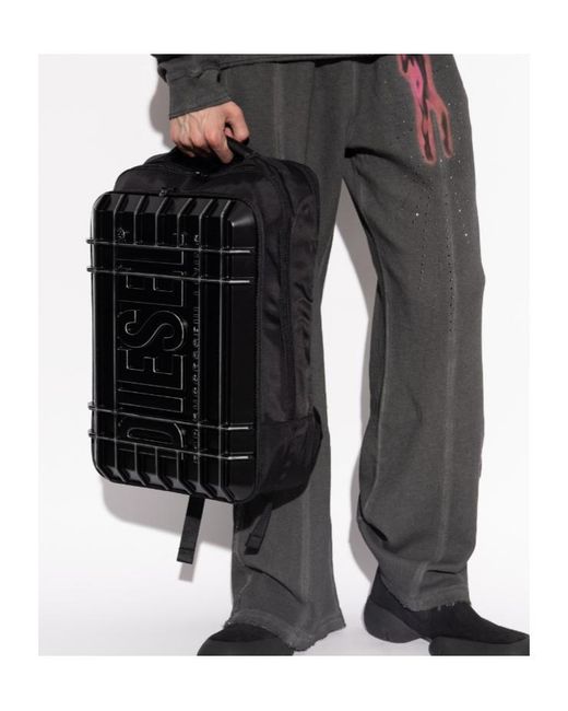 DIESEL Black Strong Image Backpack for men