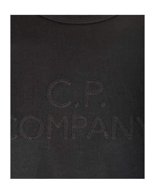 C P Company Black Twisted Logo Crewneck T-Shirt for men