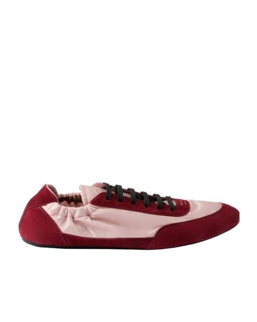 Prada Red Two-Toned Collapse Sneakers